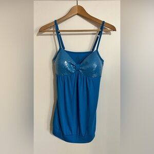 2/$15 g:21 women’s blue top with spaghetti straps and transparent sequins